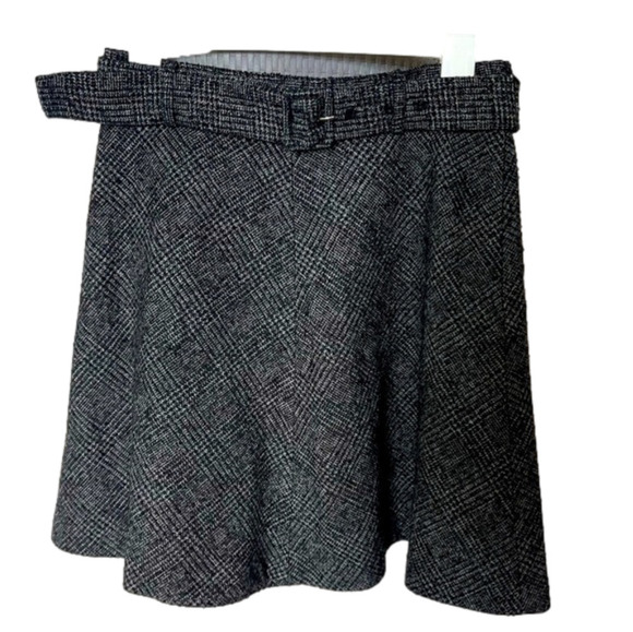 ZARA Black & White Belted Mini Twill Skirt - Picture 1 of 6